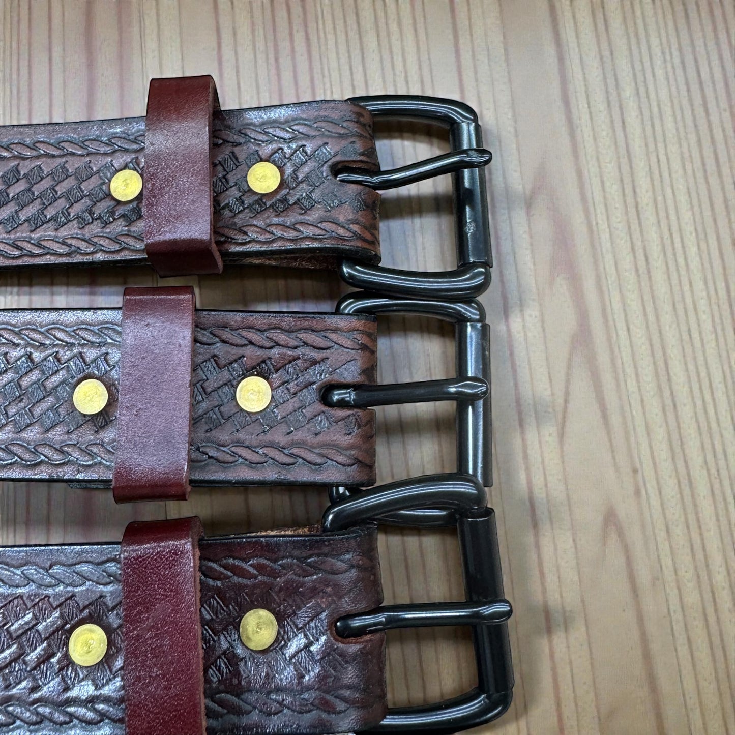 Rustic Basket Weave Mahogany Antique Belt